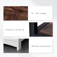 HOMCOM Mobile TV Moderno in Stile Industriale a 3 Ripiani, Legno e Metallo, Marrone e Nero, 120x40x45(m-6)