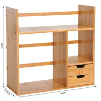 HOMCOM Organizador de Escritorio Mesa de Bambú Estantería Sobremesa Estante de Almacenamiento Multifuncional para Oficina Libros 48x19.5x46cm(m-3)