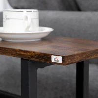 HOMCOM Table d'appoint bout de canapé avec porte-revues strucuture en acier design industriel 49 x 19 x 55 cm noir marron foncé(m-9)