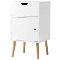 HOMCOM Nachttisch Nachtkommode mit Schublade und Schrankfach Beistelltisch Nachtschrank Sofatisch MDF Natur+Weiß 40 x 40 x 71 cm(m-9)