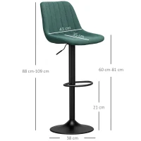 HOMCOM Set of Two Chenille-Feel Tub Bat Stools - Green(m-3)