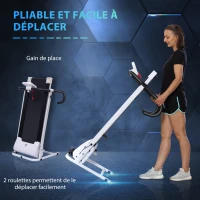 HOMCOM Tapis de course Fitness électrique pliable - 1 à 10 Km/h - écran LCD multifonctions - puissance 500 W - noir et blanc(m-6)