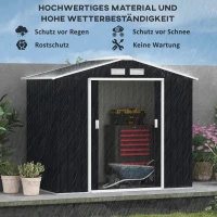 Outsunny Geräteschuppen mit Schiebetüren 2,13 x 1,30 x 1,85cm Metall Kohlegrau(m-4)