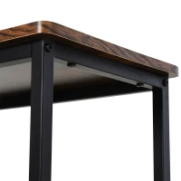 Estante Multifuncional de 3 Niveles para Almacenaje Patas Ajustables con Trasera de Rejilla Hecho de Acero y Madera 60 kg 100x32x92 cm Marrón y Negro(m-8)