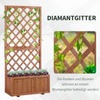 Outsunny Hochbeet Pflanzenkasten mit Rankgitter, Spalier Pflanzkübel, Blumenkasten Holz, 72,5x31,5x149,5cm für Garten Balkon Terasse, Blumenkübel für Kletterpflanzen, Blumen, Orange(m-4)