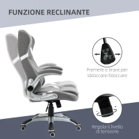 Vinsetto Sedia da Ufficio Reclinabile in Tessuto Traspirante e Acciaio con Altezza Regolabile, 68x76x109-117 cm(m-5)