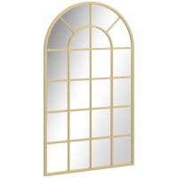 HOMCOM Wandspiegel, Fenster-Design, Flurspiegel, Metallrahmen, 110 x 65 cm, Gold