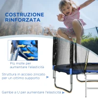 SPORTNOW Trampolino Elastico con Scaletta e Rete di Sicurezza, in Acciaio e Plastica, Ø180x200 cm, Blu(m-7)