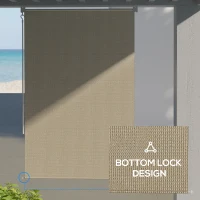 Outsunny Außenrollo, 120 x 185cm, mit Handkurbel, Wand-/Deckenmontage, Aluminiumrahmen, Beige(m-7)