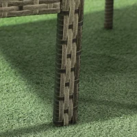 Outsunny 3 Pieces Rattan Bistro Set, Wicker Garden Furniture Set with Glass Top Coffee Table and Chairs, Washable Cushions for Outdoor, Patio, Balcony, Mixed Grey(m-9)