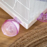 PawHut 2 Tier Hamster Cage Gerbil Rodent House Small Animal Habitat with Exercise Wheels Tunnel Tube Water Bottle Dishes Ladder, White(m-8)