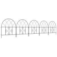 Outsunny Gartenzaun Zaun Stahl 300 cm x 70 cm hoch Dekorativer Gitterzaun Set Zaunelemente Schwarz(m-1)