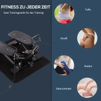 HOMCOM Mini Stepper Sidestepper Fitness Heimtrainer inkl. Trainingsbänder schwarz(m-5)
