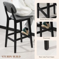 HOMCOM Bar Stools Set of 2, Breakfast Bar Chairs, PU Leather Upholstered Kitchen Stools with Backs, Footrests and Solid Wood Legs, Dark Grey(m-6)