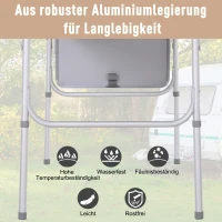 Outsunny Campingtisch höhenverstellbar Klapptisch mit Seittischplatte Klappbar Aluminium 120 x 60cm Naturholz(m-6)