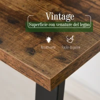 HOMCOM Scrivania Moderna Porta PC Scrittura Computer Portatile Stile Industriale Arredamento Marrone e Nera(m-6)