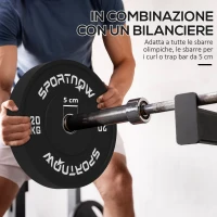 SPORTNOW Set 2 Dischi Pesi da 20kg in Gomma con Foro da 2"/5 cm per Manubri e Bilancieri, Nero(m-5)