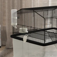 PawHut Cage hamster cage rongeur 2 étages avec roulettes plate-forme et échelle en fil d'acier 57 x 43 x 57 cm noir(m-9)