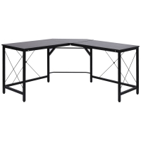 HOMCOM Escritorio Esquinero Moderno con Marco de Acero Carga 70 kg para Oficina Hogar Estudio 150x150x76 cm Negro