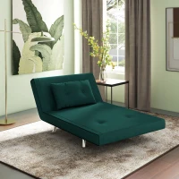 HOMCOM Poltrona Letto Singolo con Schienale Reclinabile in Velluto, 100x88x83cm, Verde Scuro(m-2)