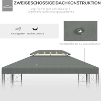 Outsunny Ersatzdach für Metallpavillon 3x4m wasserabweisend Pavillondach für Gartenpavillon Partyzelt Gartenzelt Polyester Dunkelgrau(m-5)