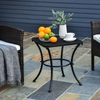 Outsunny Square Garden Metal Bistro Table Outdoor Patio Coffee Side Desk - Black 45L X 45W X 50H CM(m-12)