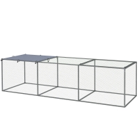 PawHut Enclos poulailler cage clapier extérieur 3 m² pour petits animaux dim. 3 x 1 x 0,8 m acier galvanisé
