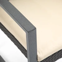 Outsunny Outdoor Garden PP Rattan Style Bistro Set, 3 PCS Patio Side Table Set w/ 2 Cushioned Single Chairs Conservatory Furniture, Brown(m-9)