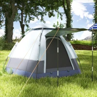Outsunny Kuppelzelt, Campingzelt für 3-4 Personen, 260 cm x 260 cm x 150 cm, Grau + Schwarz(m-13)