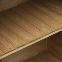 Outsunny Gartenschrank Holz Gerätehaus Geräteschuppen Geräteschrank Holzhütte Pultdach Bitumenpappe Lamellentüren Natur 87 x 46,5 x 96,5 cm(m-6)