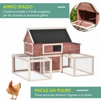 PawHut Pollaio Prefabbricato a Terra Gabbia per Galline Ovaiole con Recinto Mobile in Metallo Bianco 290x71x119cm(m-7)