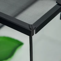 PawHut Terrario per Rettili Rialzato con Serratura e Termometro, in Vetro e Rete Metallica, 50x30x25 cm, Nero(m-9)