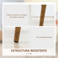 HOMCOM Pack de 4 Sillas de Comedor con Respaldo Alto y Patas de Metal para Salón Cocina 45x52x85,5 cm Blanco y Natural(m-6)