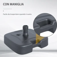 Outsunny Base per Ombrellone da Giardino in HDPE, Basamento per Ombrellone con Maniglia, Supporto per Ombrelloni con Pali Ø38mm, Riempibile con 20 kg di Acqua e 30 kg di Sabbia, Nero(m-6)
