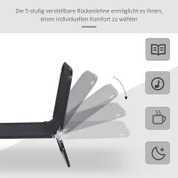Outsunny Sonnenliege, 5-fach verstellbare Rückenlehne, schnelltrocknend, Metallrahmen, 190 x 56 x 28 cm, Schwarz(m-4)