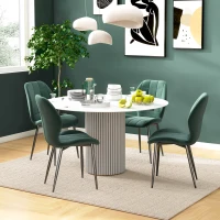 HOMCOM Set of Four Flannel Relaxed Tub Dining Chairs - Green(m-2)