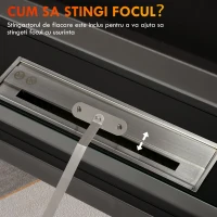 HOMCOM Semineu cu Bioetanol cu 3 Laturi cu Arzator de 2.4L si Durata 4 Ore, Biosemineu cu Panou din Sticla si  Capac 30㎡, 100x30x55cm, Negru(m-6)