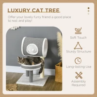 PawHut Cat Tree for Indoor Cats, with Scratching Post, Bed, Tunnel, Toy Ball, 48 x 48 x 73cm - White(m-4)
