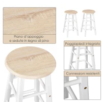 HOMCOM Carrello da Cucina Pieghevole, Mobile da Cucina Salvaspazio con 2 Sgabelli 2 Cassetti 5 Ruote (Rotazione 360°), Legno MDF Bianco(m-7)