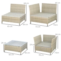 Outsunny Salotto da Giardino 7 Pezzi Modulabile in Rattan PE con Cuscini, Beige(m-3)