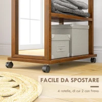 HOMCOM Specchio da Camera e Ingresso con 3 Ripiani Inferiori e Binario, in Legno e Vetro, 35.8x59.8x170 cm(m-5)