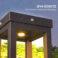 Outsunny Gartenleuchte, Solarbetrieb, bis 10h Leuchtdauer, Einschaltautomatik, wetterfest, 12,5 x 12,5 x 50 cm, Schwarz(m-6)