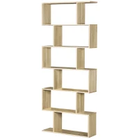 HOMCOM Bibliothèque étagère Zig zag Design Contemporain 80L x 23l x 192H cm 6 Niveaux Coloris chêne Clair(m-10)