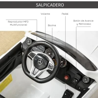 HOMCOM Coche Eléctrico para Niños de 3 Años Mercedes Benz GLA con Mando a Distancia MP3 USB Luces y Sonidos 100x58x46 cm Blanco(m-6)