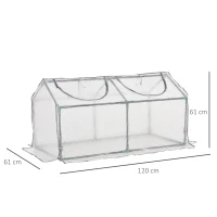 Outsunny Mini Greenhouse Portable Flower Planter Tomato Vegetable House for Garden Backyard with Zipper 120 x 60 x 60 cm, White(m-3)