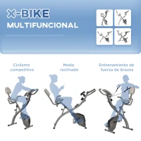 HOMCOM Bicicleta Estática Plegable Regulable en Altura Resistencia Magnética Ajustable Bici Estática con Pantalla LCD y Asiento con Respaldo Sensor de Pulso Carga 120 kg para Casa 105x48x118 cm Gris(m-7)