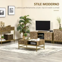 HOMCOM Tavolino da Salotto Rettangolare con Cassetto e 2 Ripiani Aperti, 100x59x42.8cm(m-4)