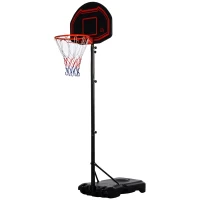 HOMCOM Basketball Hoop Stand Portable Adjustable Height 2.1-2.6m w/ Wheels, Sturdy Rim Stable Base, Black(m-11)