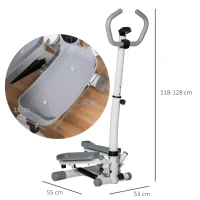 HOMCOM Adjustable Twist Stepper Aerobic Ab Exercise Fitness Workout Machine w/ LCD Screen, Height Adjust Handlebars for Home Gym, White and Grey(m-3)