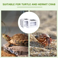 PawHut Tortoise House Turtle Tank Hermit Crab Habitat Small Reptile Cage with Water Area Basking Platform Ramp 47 x 28 x 25 cm, White(m-8)